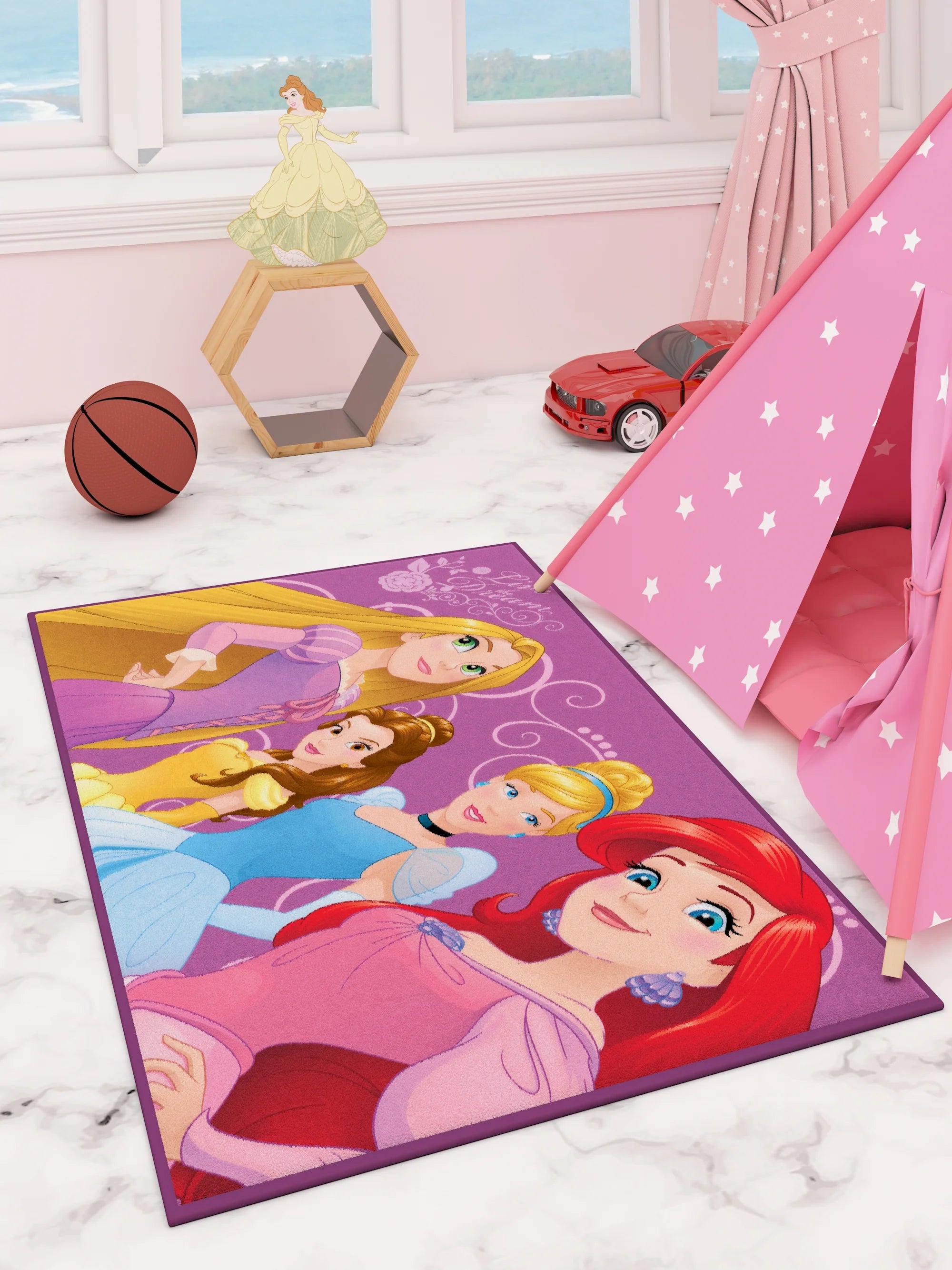 Disney Princess Purple Kids Carpet 3ft X 5 Ft