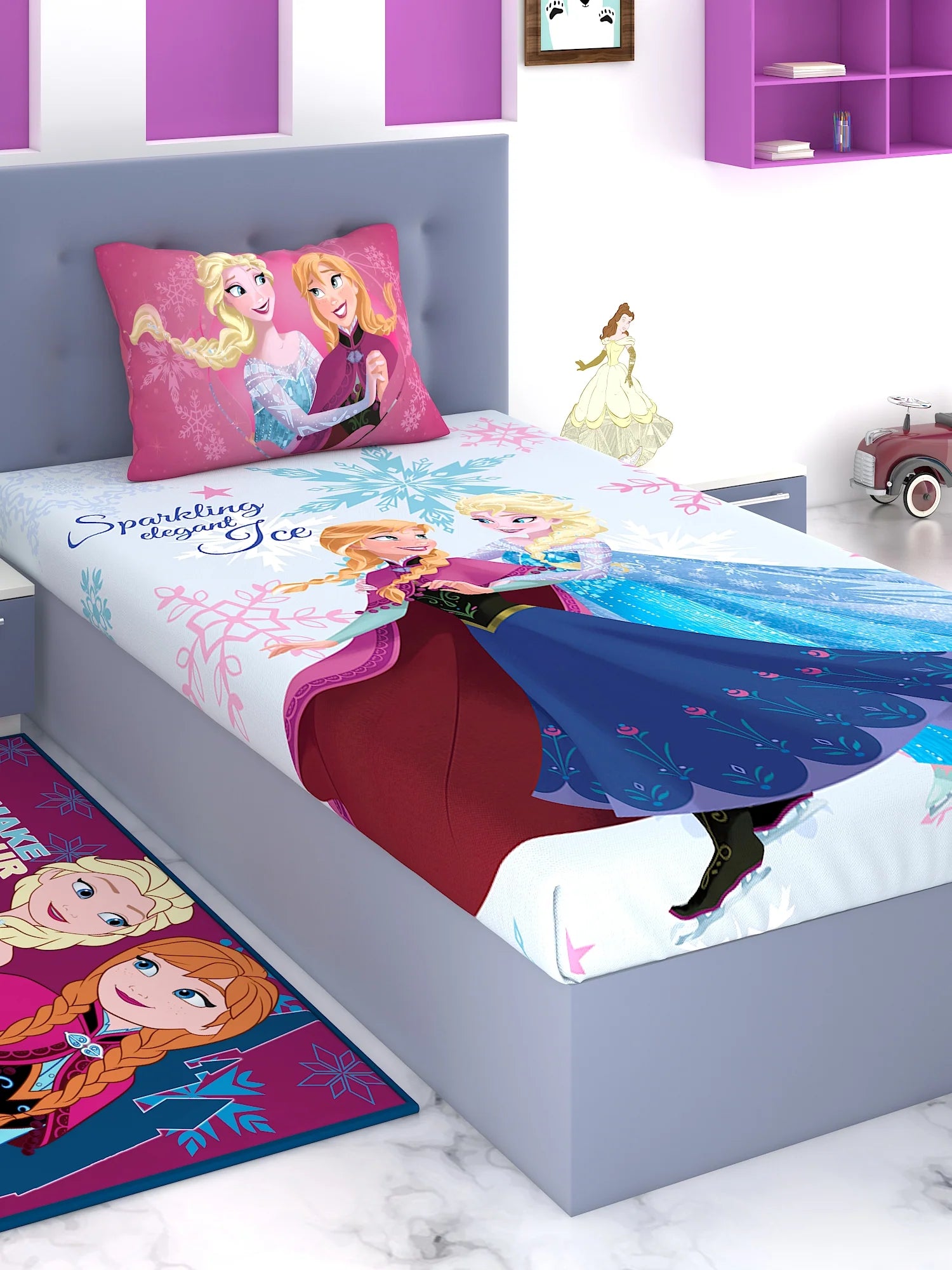 Disney Frozen Sparkling Elegant Ice Cotton Single Bedsheet Set