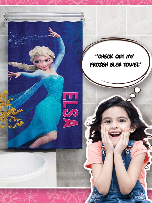Disney Blue Elsa Frozen Kids Cotton Bath Towel 350 GSM 60x120 Cm