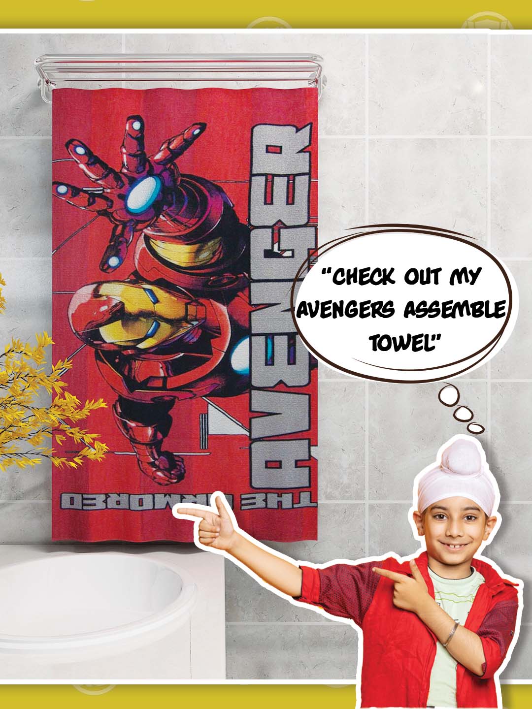 Marvel Red Avengers Kids Cotton Bath Towel 350 GSM 60x120 Cm