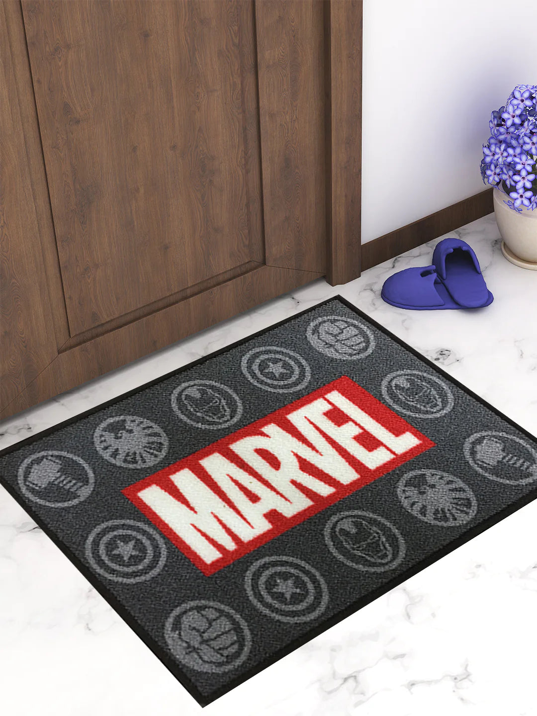 Marvel Printed Black Kids Door Mat 37x57 Cm