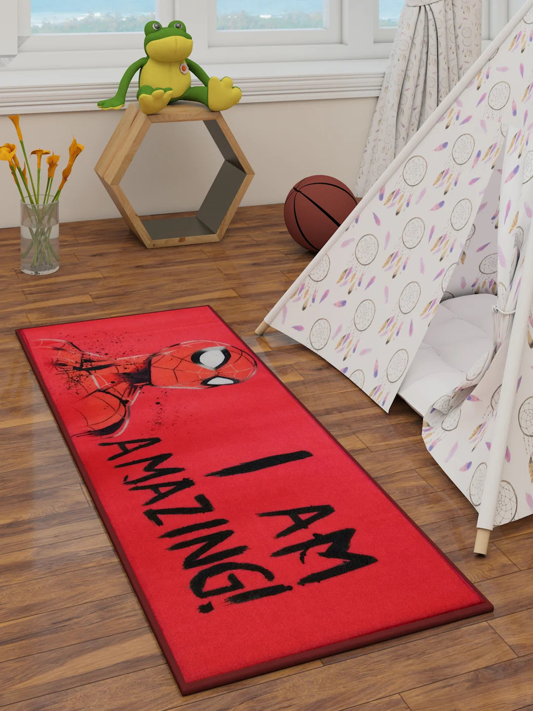 Swing into Action with Marvel's "I'm Amazing" Red Spiderman Kids Runner Carpet