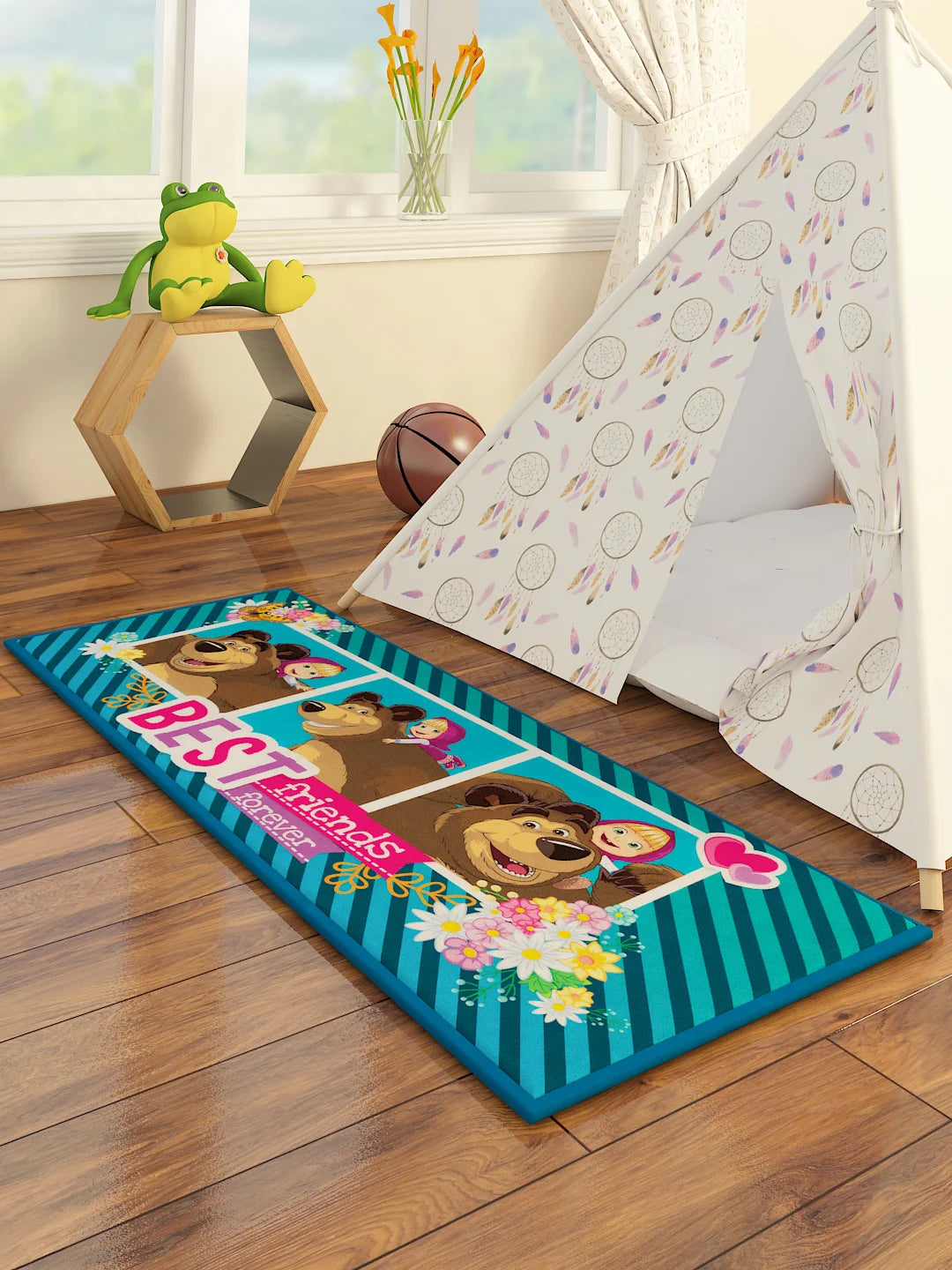 Experience Playful Adventures with Masha & The Bear's Best Friendz Forever Kids Printed Runner Carpet