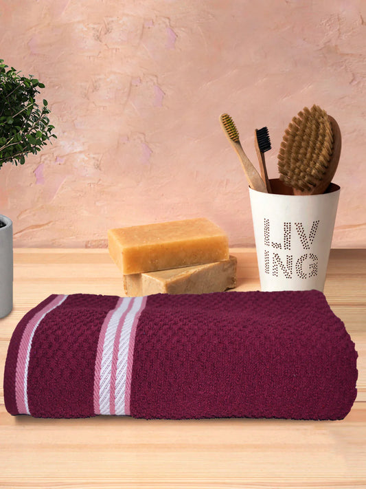 Athom Living Popcorn Textured Solid Bath Towel Maroon 67x137 Cm Pack Of 1