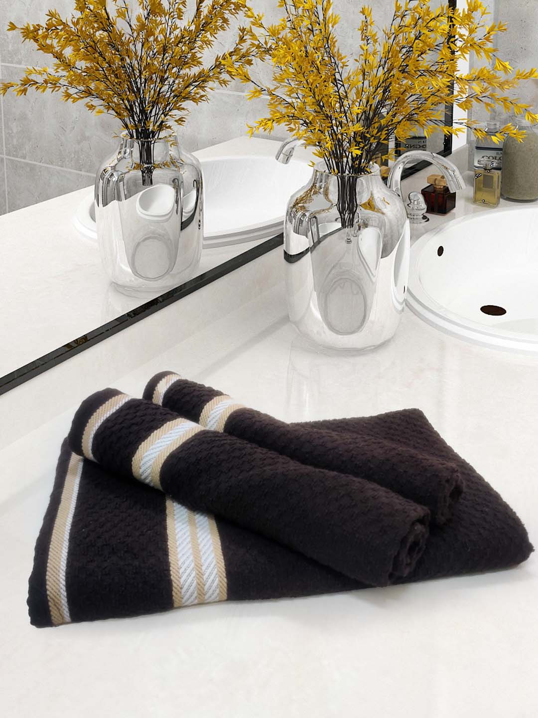 Athom Living Popcorn Textured Solid 3 Piece Bath Towel Set Highly Absorbent Super Soft Bathroom Towels (2 Pcs Each Of Bath, Hand Towel) 400 GSM