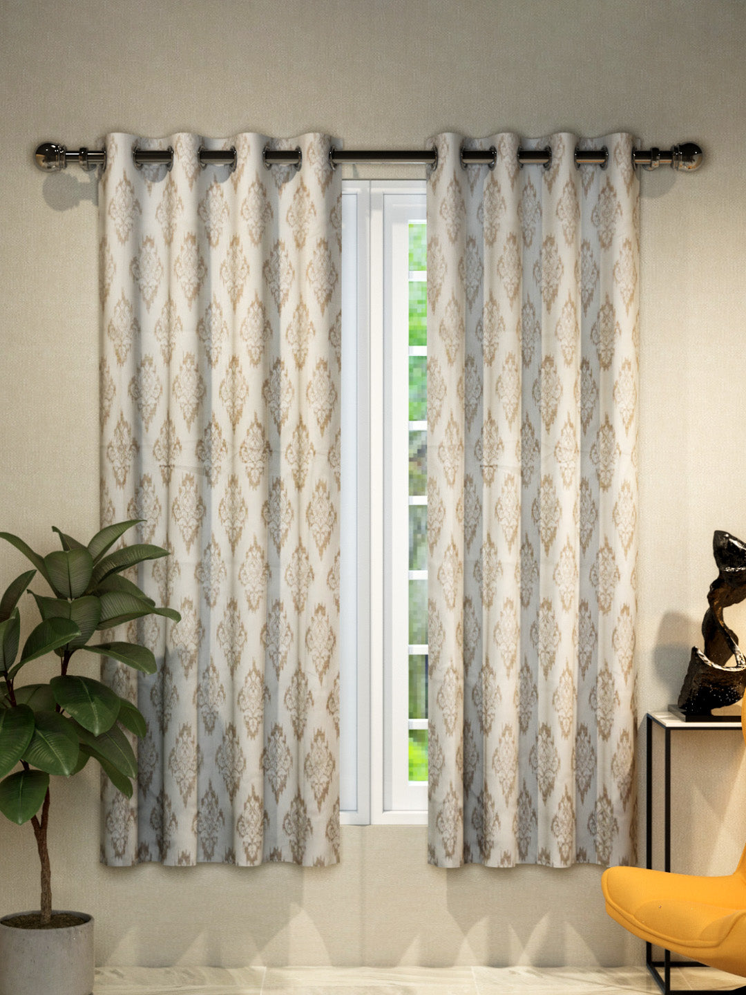 "Athom Living Dream Collection Grey Pattern Colorful Window Drapes 1.15m x 1.52m - Set of 2, Enhance Your Space with Vibrant Coverings, Perfect for Home Decor and Privacy"