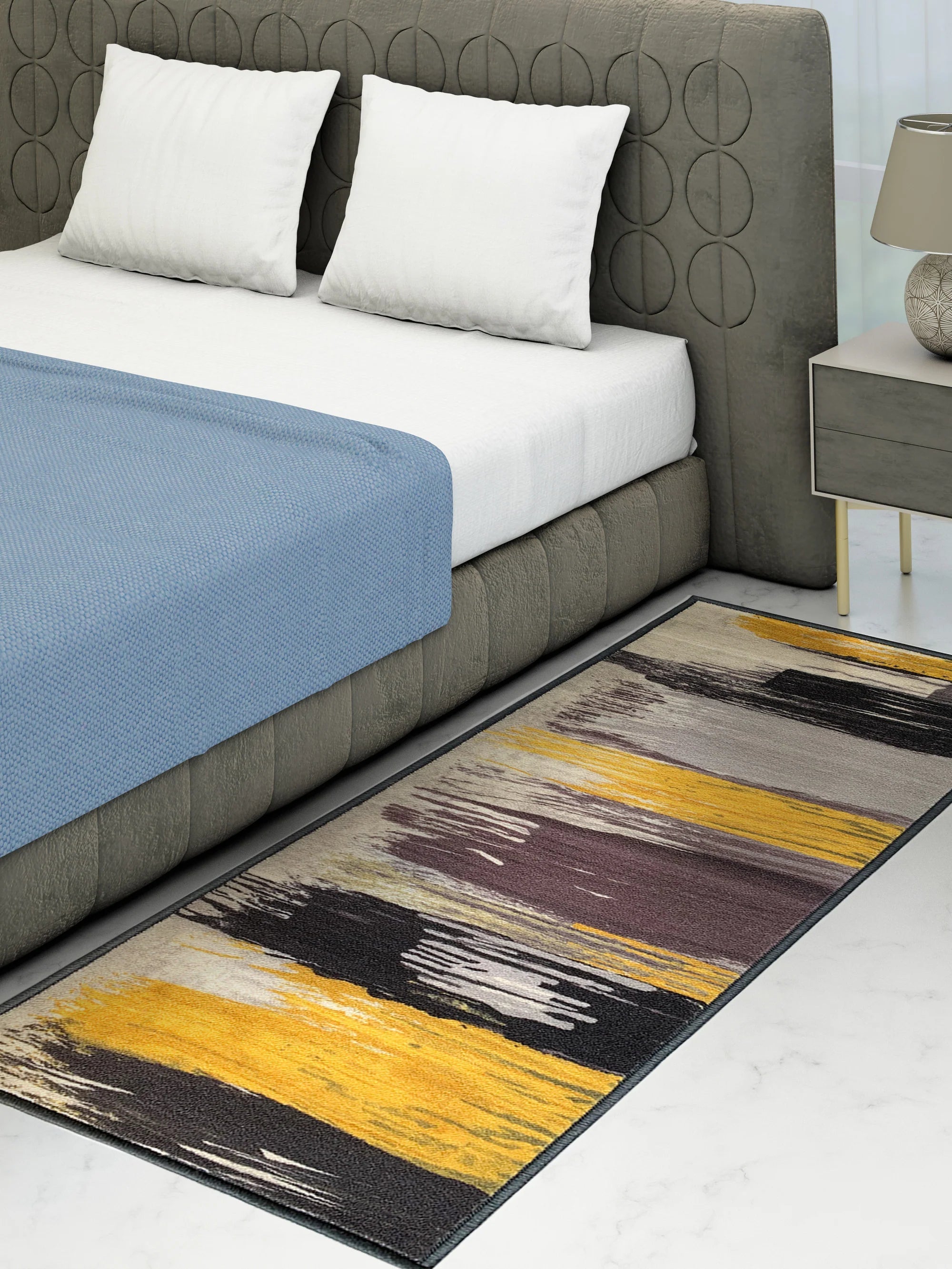 Athom Living Canvas Yellow Premium Anti Slip Printed Runner Carpet - Athom Living