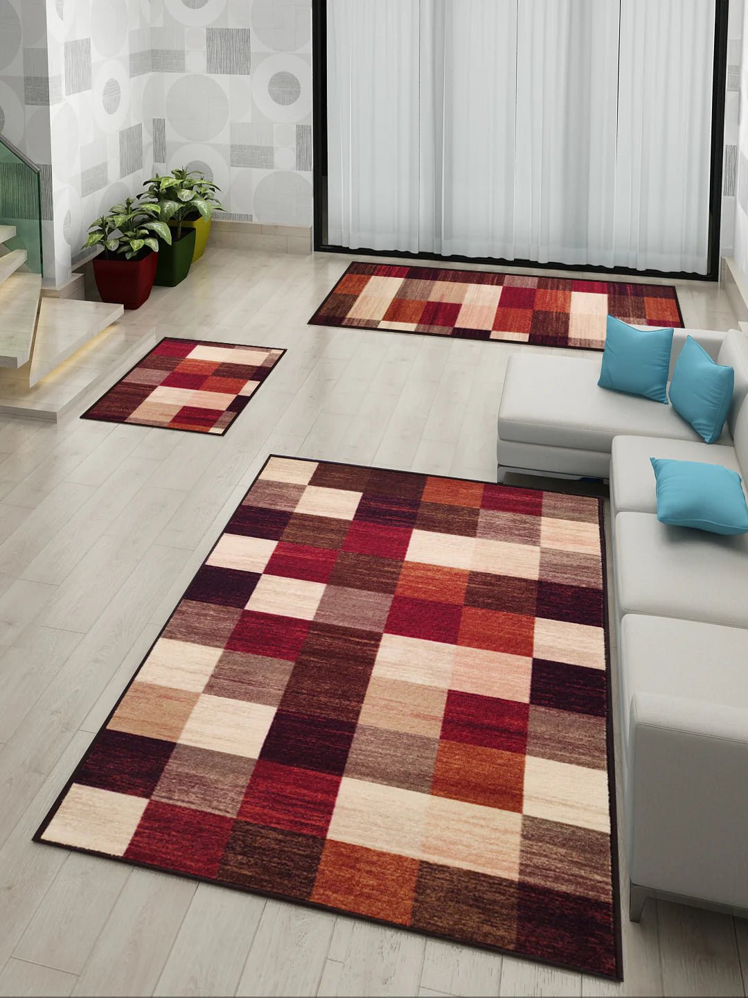 Athom Living CheckMat Premium Anti Slip Printed Doormat, Runner & Carpet Set - Athom Living