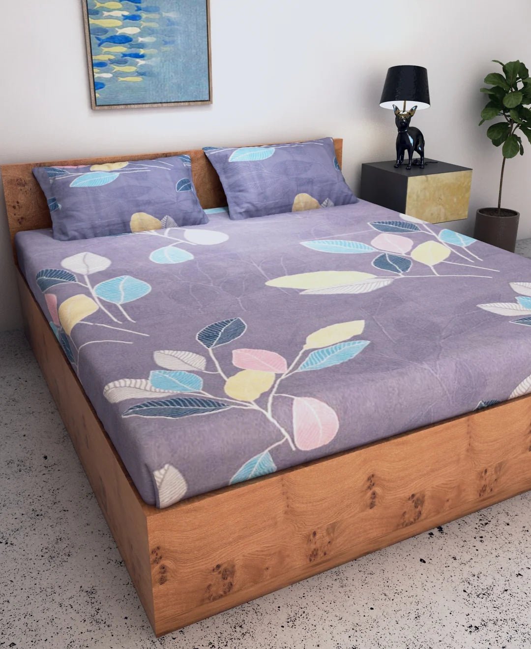 Athom Living Coral & Reef Premium Micro Peach Printed Double Bed Extra Large Extra Large King Size Bedsheet 140 GSM 108x108 Inches With 2 Pillow Cover - Athom Living