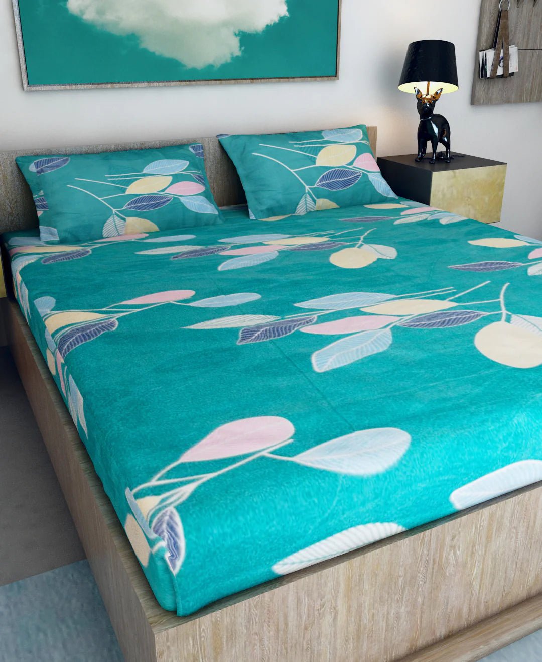 Athom Living Coral & Reef Premium Micro Peach Printed Double Bed Extra Large Extra Large King Size Bedsheet 140 GSM 108x108 Inches With 2 Pillow Cover - Athom Living
