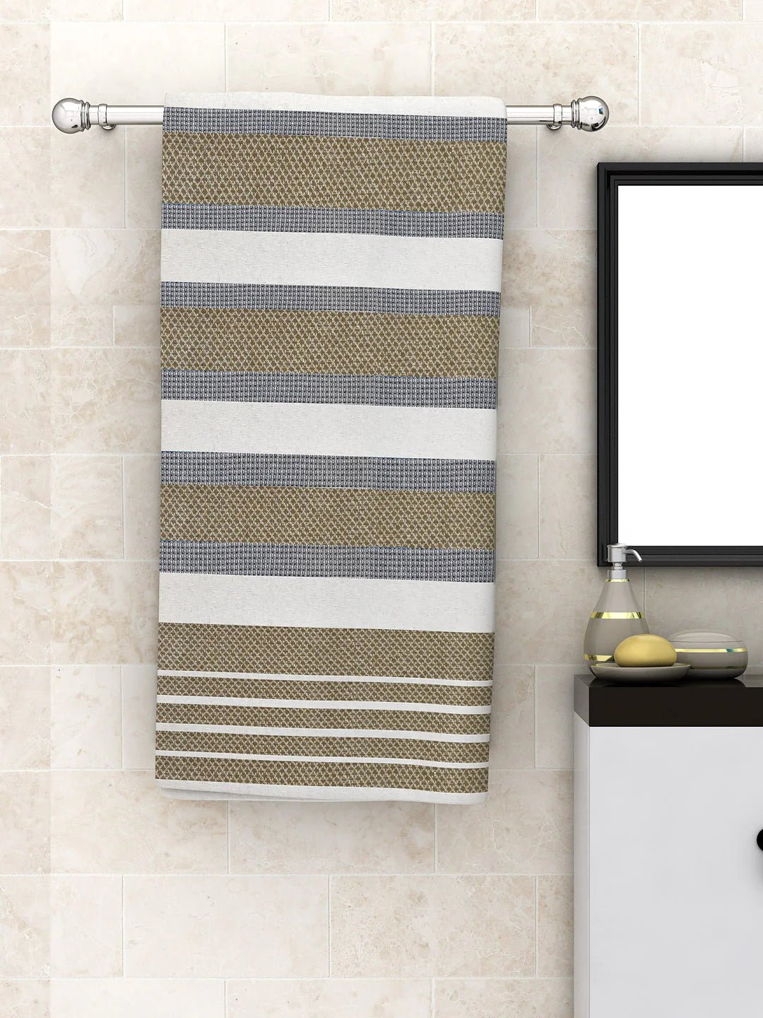 Athom Living Diamond Grey Light Weight Woven Cotton Bath Towel- Large - Athom Living
