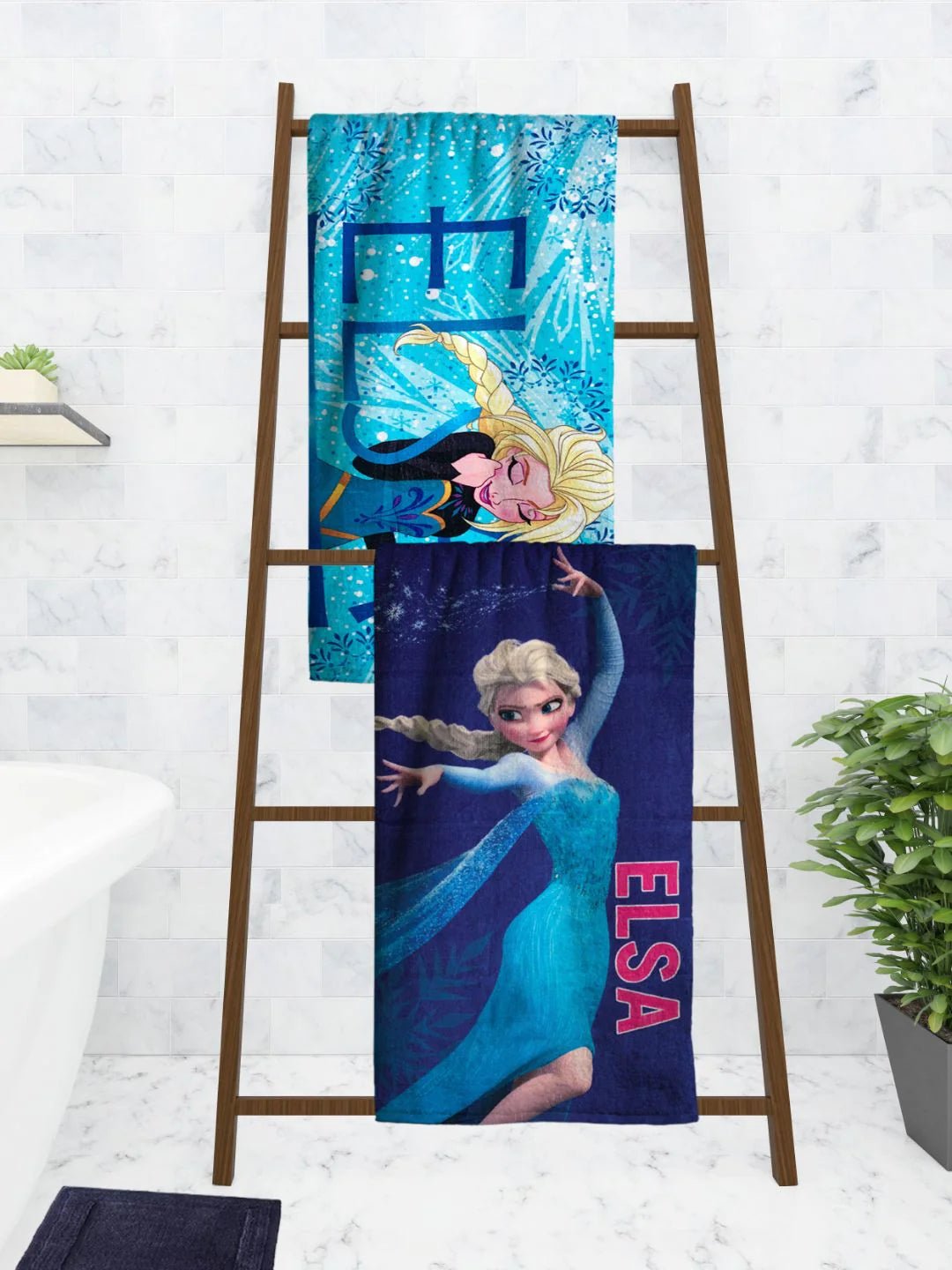 Athom Living Disney Frozen Elsa Kids Bath Towel 60x120 Cm Pack Of 2 - Athom Living