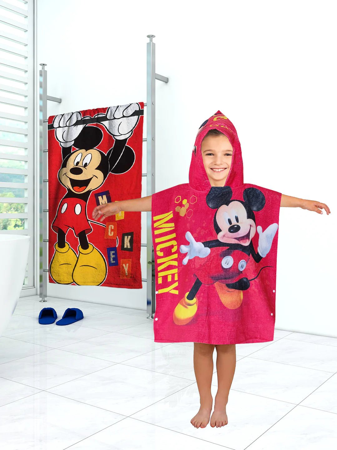 Athom Living Disney Mickey Mouse Kids Bath & Hooded Towel Combo 60x120 Cm - Athom Living