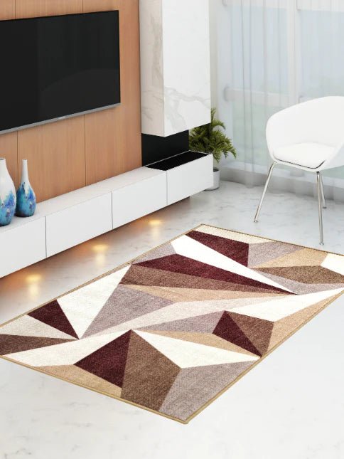 Athom Living Distressed Beige Premium Anti Slip Printed Carpet - Athom Living