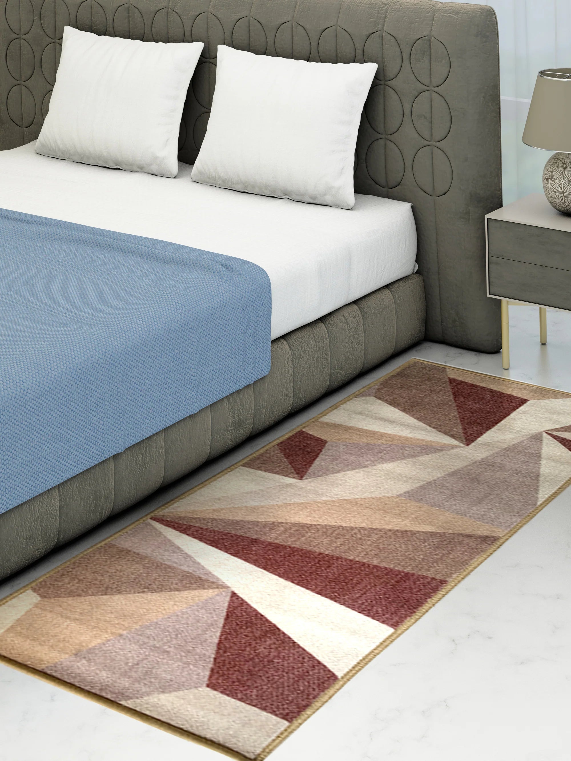 Athom Living Distressed Beige Premium Anti Slip Printed Runner Carpet - Athom Living
