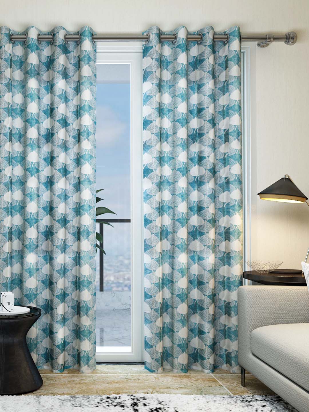"Athom Living Dream Collection Blue Mapel Leaf Colorful Door Drapes 1.15m x 2.14m - Set of 2, Enhance Your Space with Vibrant Coverings, Perfect for Home Decor and Privacy" - Athom Living