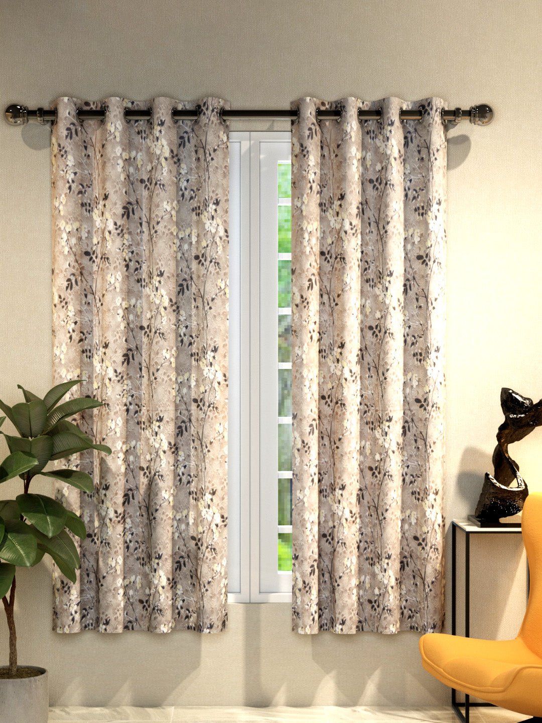 "Athom Living Dream Collection Brown Colorful Window Curtain 1.15m x 1.52m - Set of 2, Enhance Your Space with Vibrant Coverings, Perfect for Home Decor and Privacy" - Athom Living
