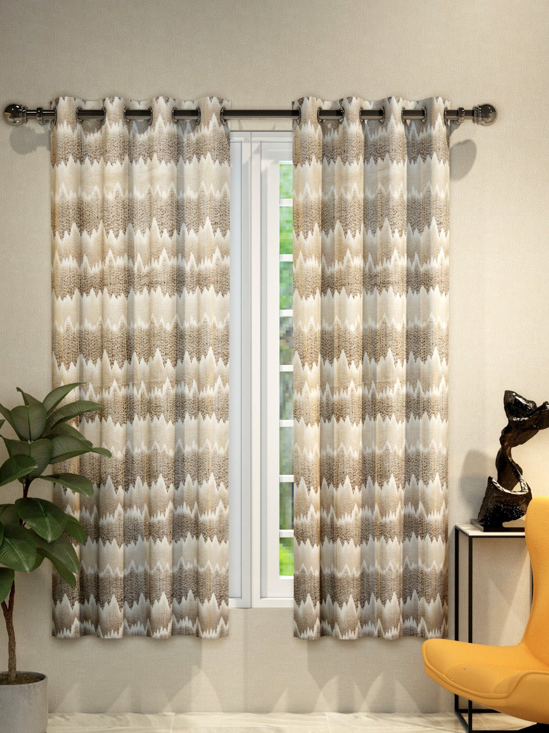 "Athom Living Dream Collection Brown Hill Pattern Colorful Window Drapes 1.15m x 1.52m - Set of 2, Enhance Your Space with Vibrant Coverings, Perfect for Home Decor and Privacy" - Athom Living