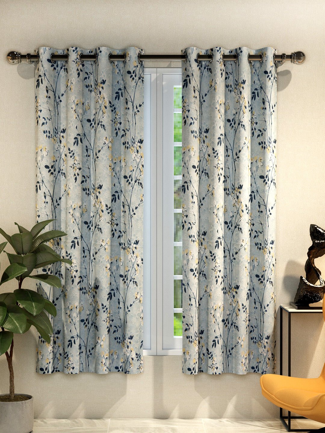 "Athom Living Dream Collection Grey Colorful Window Curtain 1.15m x 1.52m - Set of 2, Enhance Your Space with Vibrant Coverings, Perfect for Home Decor and Privacy" - Athom Living