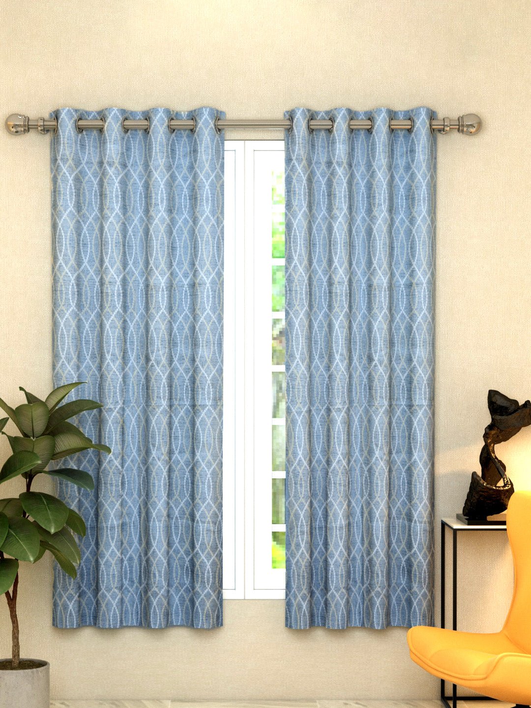 "Athom Living Dream Collection Grey Spiral PattenColorful Window Curtain 1.15m x 1.52m - Set of 2, Enhance Your Space with Vibrant Coverings, Perfect for Home Decor and Privacy" - Athom Living