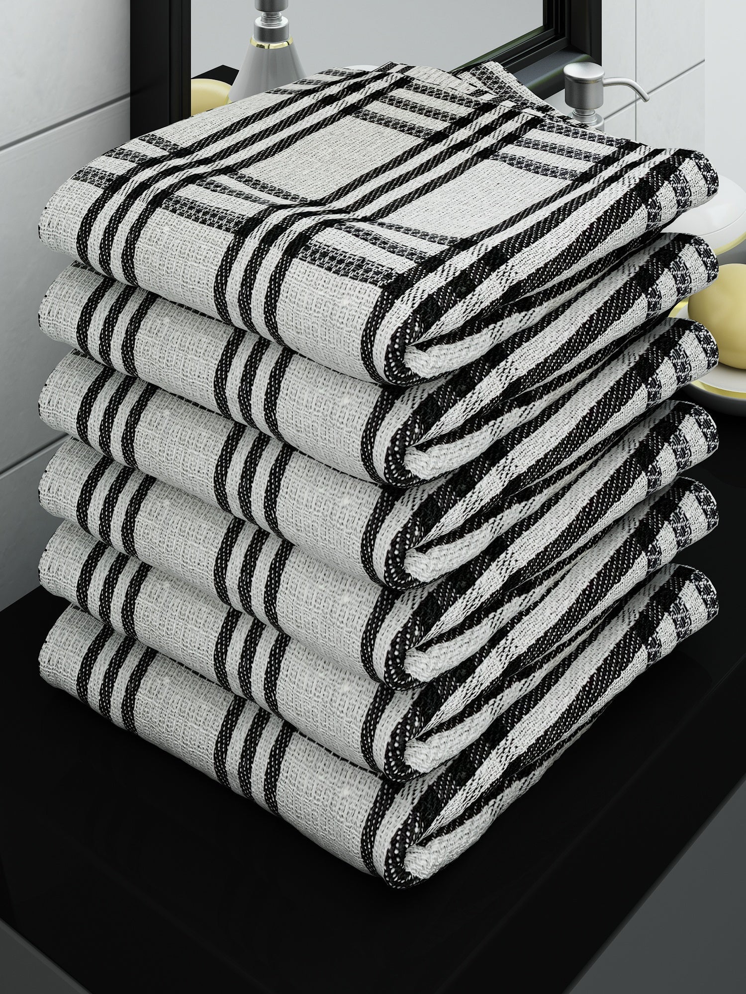 Athom Living Eco Saviour Premium Cotton Bath Towel/Gamcha Alfa Grey (Pack Of 6) - Athom Living