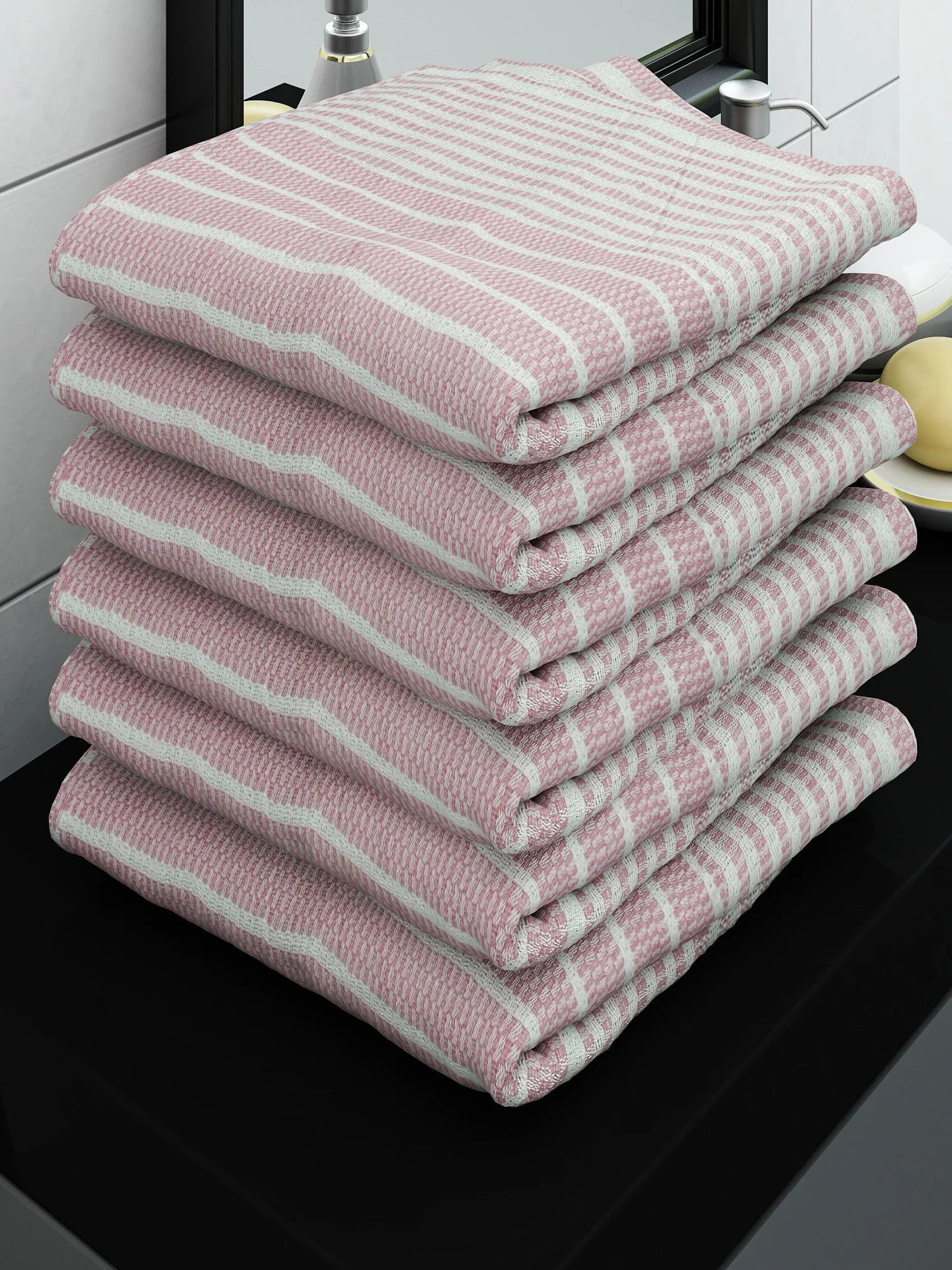 Athom Living Eco Saviour Premium Cotton Bath Towel/Gamcha Amor Beige (Pack Of 6) - Athom Living