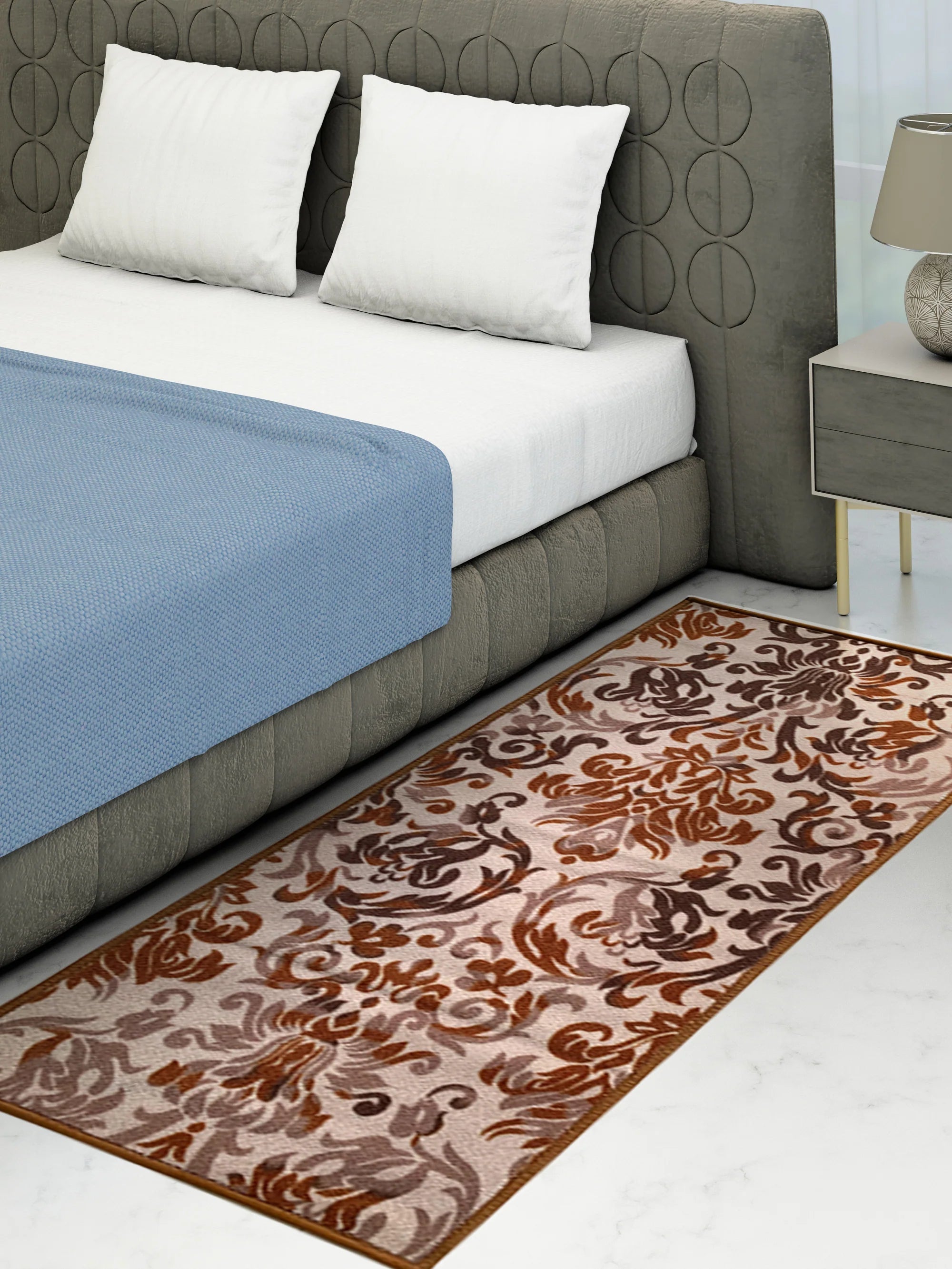 Athom Living English Beige Premium Anti Slip Printed Runner Carpet - Athom Living