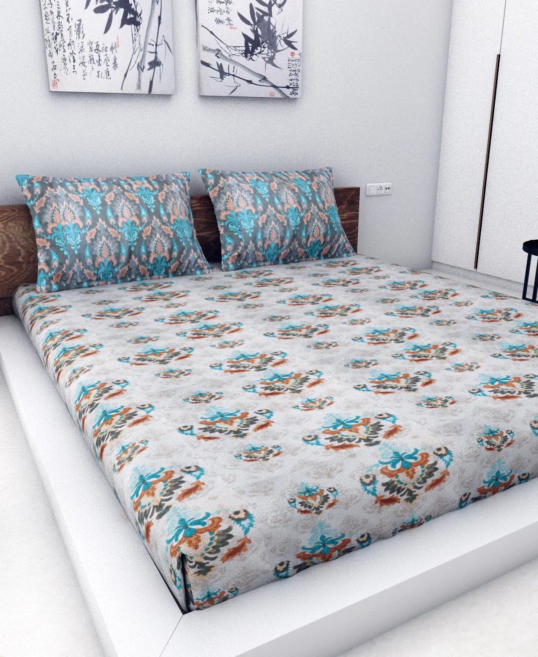 Athom Living Essential Collection Cotton Double Bedsheet Sheet 140 TC 223x248 Cm - Athom Living