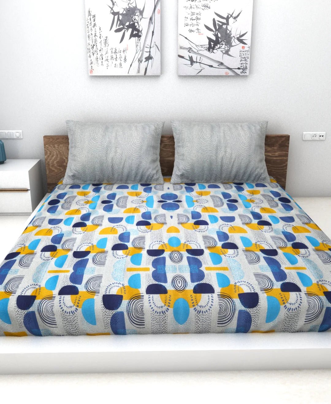 Athom Living Essential Collection Cotton Double Bedsheet Sheet 140 TC 223x248 Cm - Athom Living