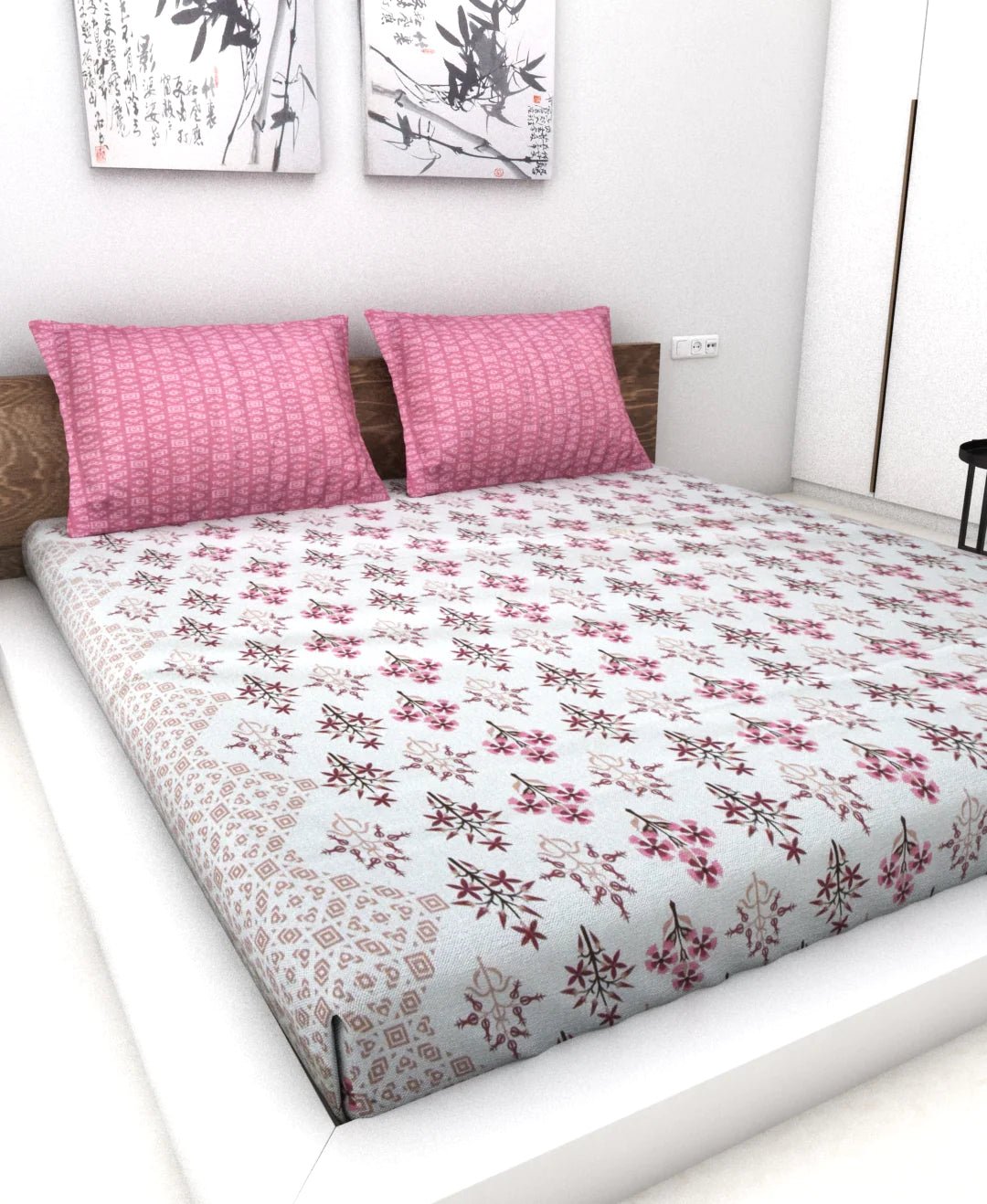 Athom Living Essential Collection Cotton Double Bedsheet Sheet 140 TC 223x248 Cm - Athom Living
