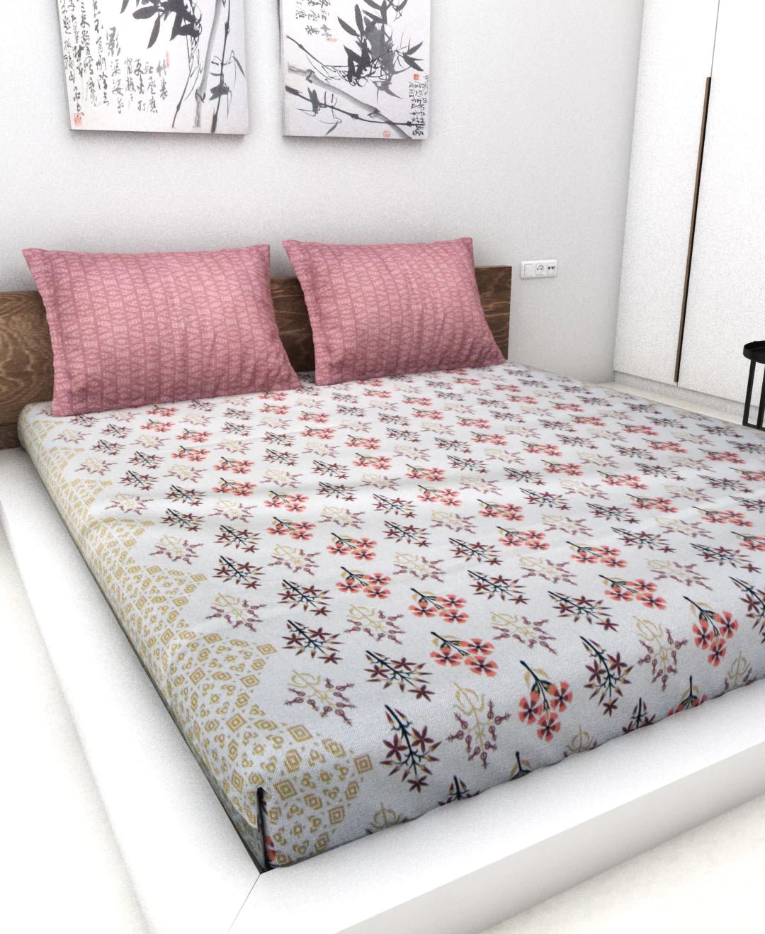 Athom Living Essential Collection Cotton Double Bedsheet Sheet 140 TC 223x248 Cm - Athom Living