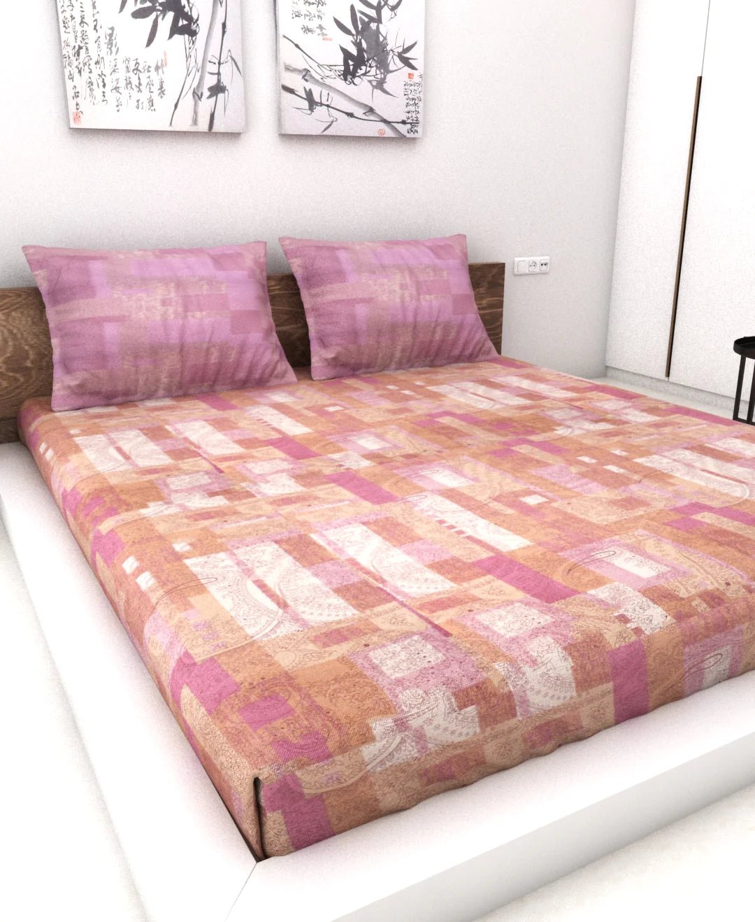 Athom Living Essential Collection Cotton Double Bedsheet Sheet 140 TC 223x248 Cm - Athom Living