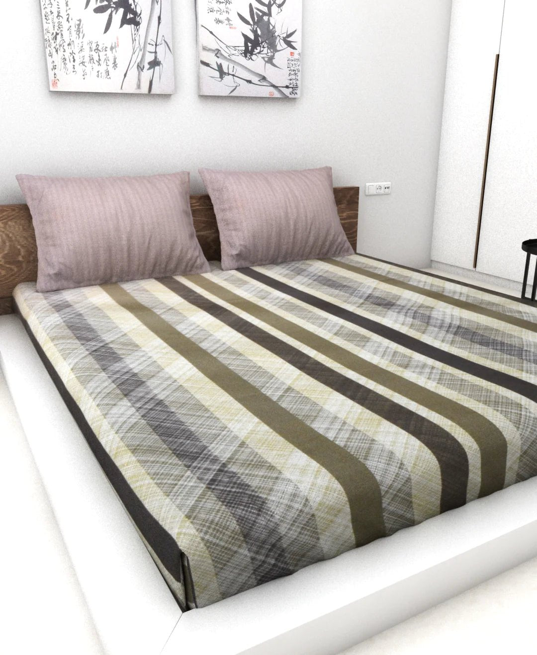 Athom Living Essential Collection Cotton Double Bedsheet Sheet 140 TC 223x248 Cm - Athom Living