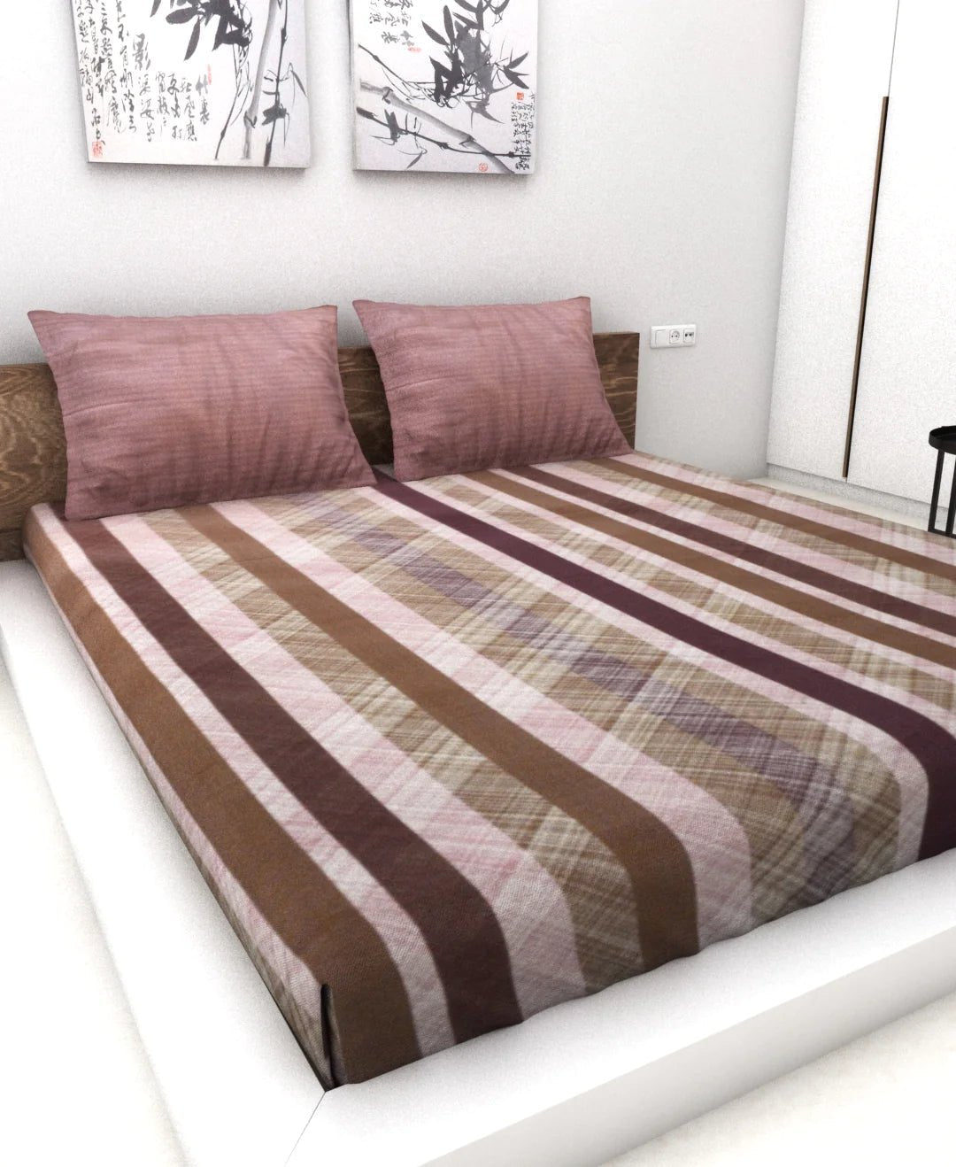 Athom Living Essential Collection Cotton Double Bedsheet Sheet 140 TC 223x248 Cm - Athom Living