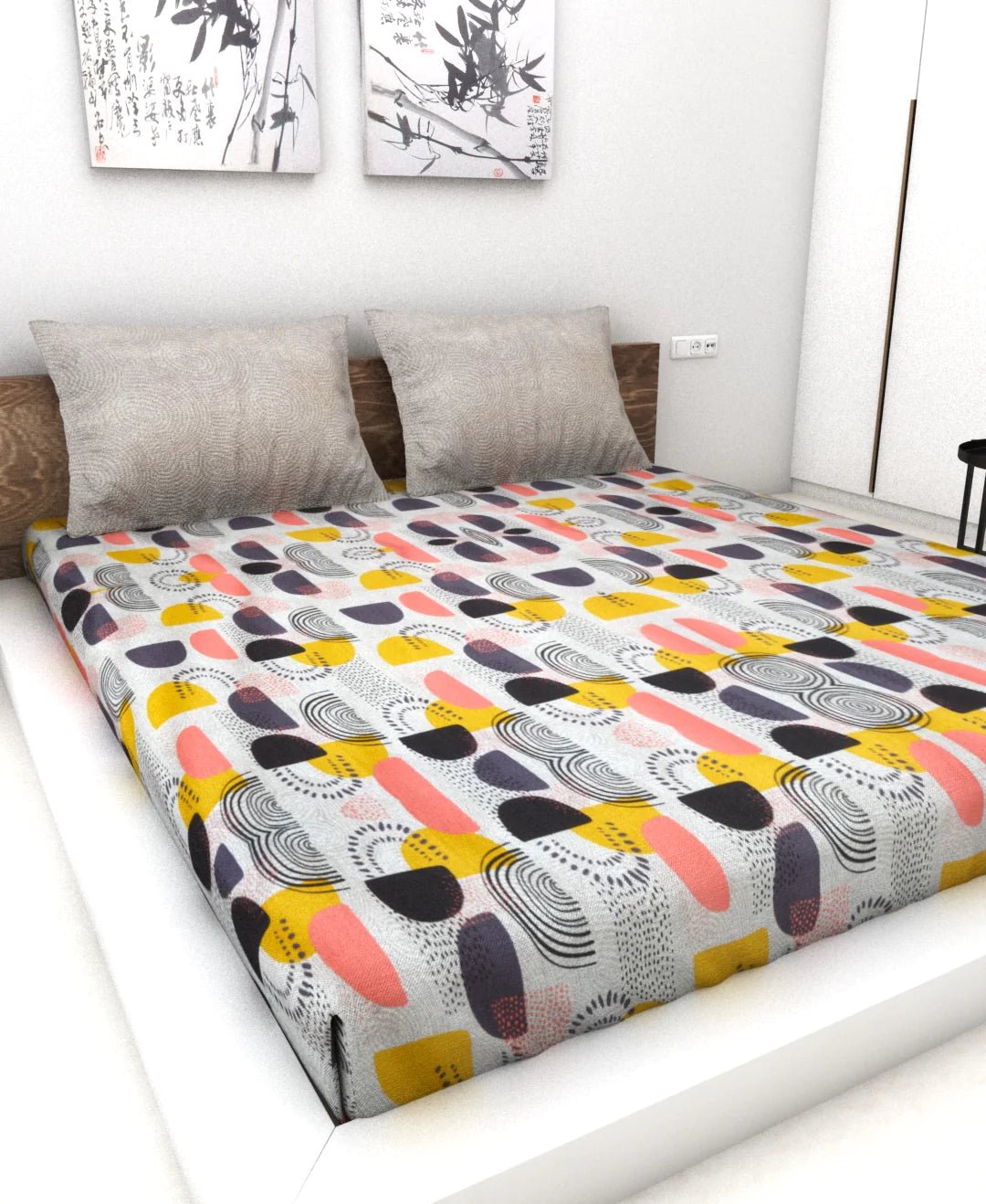 Athom Living Essential Collection Cotton Double Bedsheet Sheet 140 TC 223x248 Cm - Athom Living