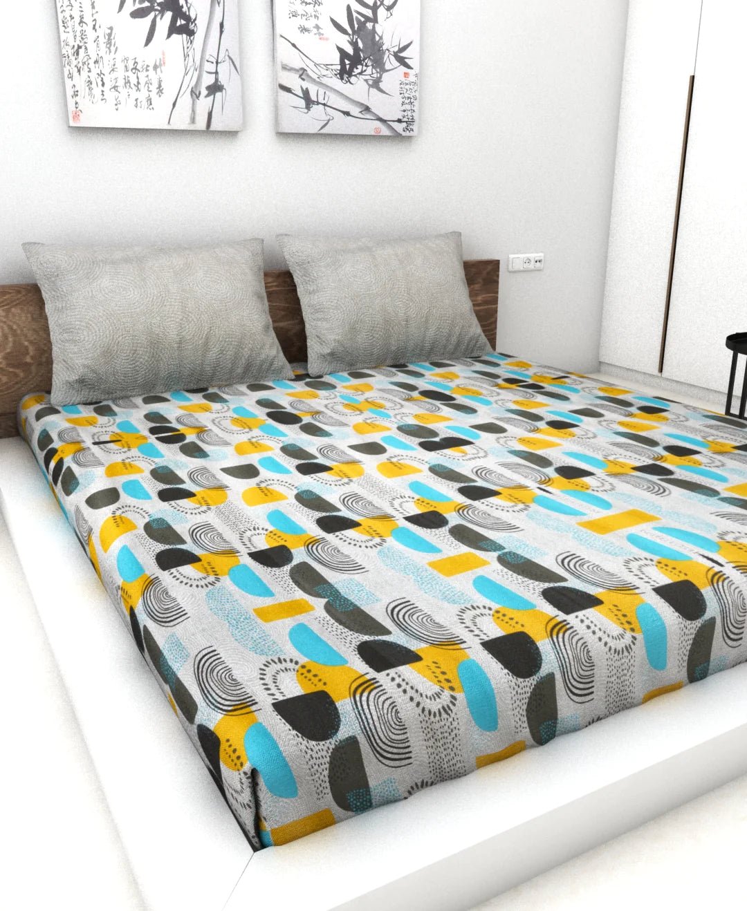 Athom Living Essential Collection Cotton Double Bedsheet Sheet 140 TC 223x248 Cm - Athom Living