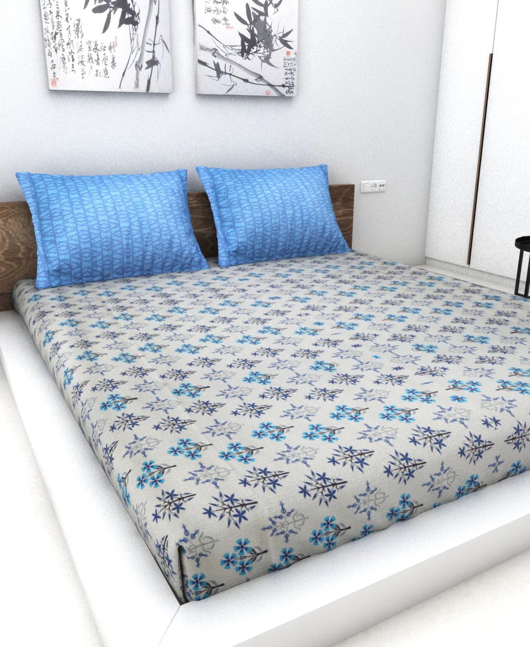 Athom Living Essential Collection Cotton Double Bedsheet Sheet 140 TC 223x248 Cm - Athom Living