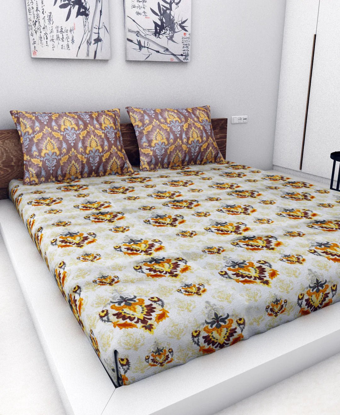 Athom Living Essential Collection Cotton Double Bedsheet Sheet 140 TC 223x248 Cm - Athom Living