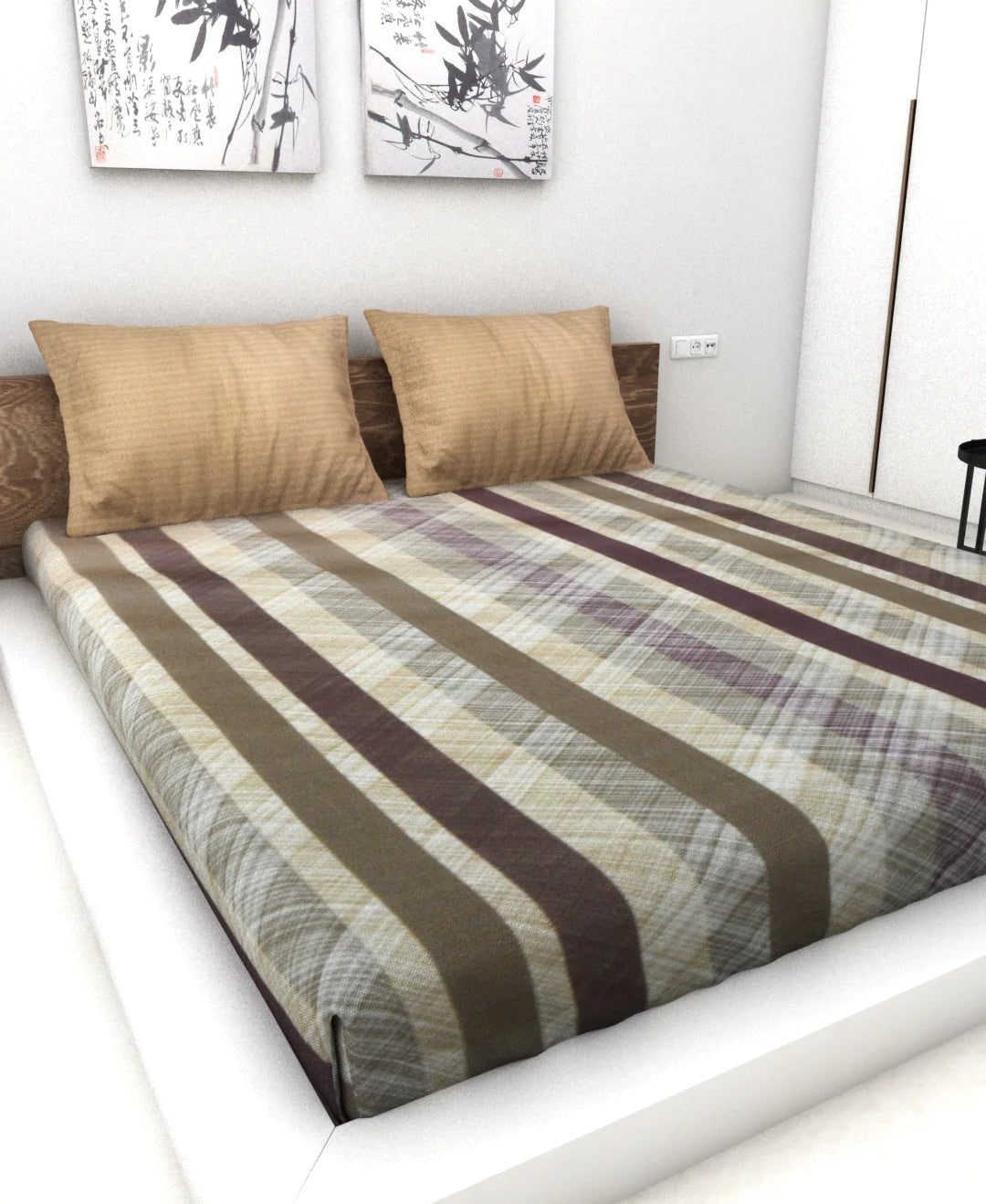 Athom Living Essential Collection Cotton Double Bedsheet Sheet 140 TC 223x248 Cm - Athom Living