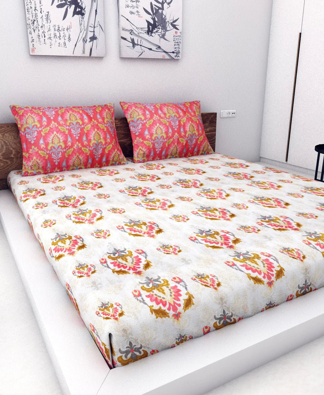 Athom Living Essential Collection Cotton Double Bedsheet Sheet 140 TC 223x248 Cm - Athom Living