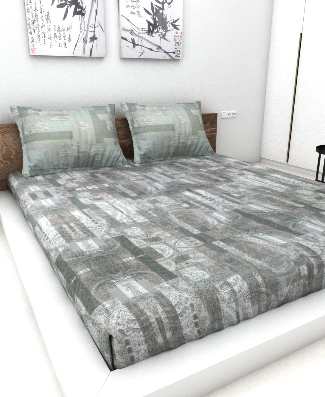 Athom Living Essential Collection Cotton Double Bedsheet Sheet 140 TC 223x248 Cm - Athom Living