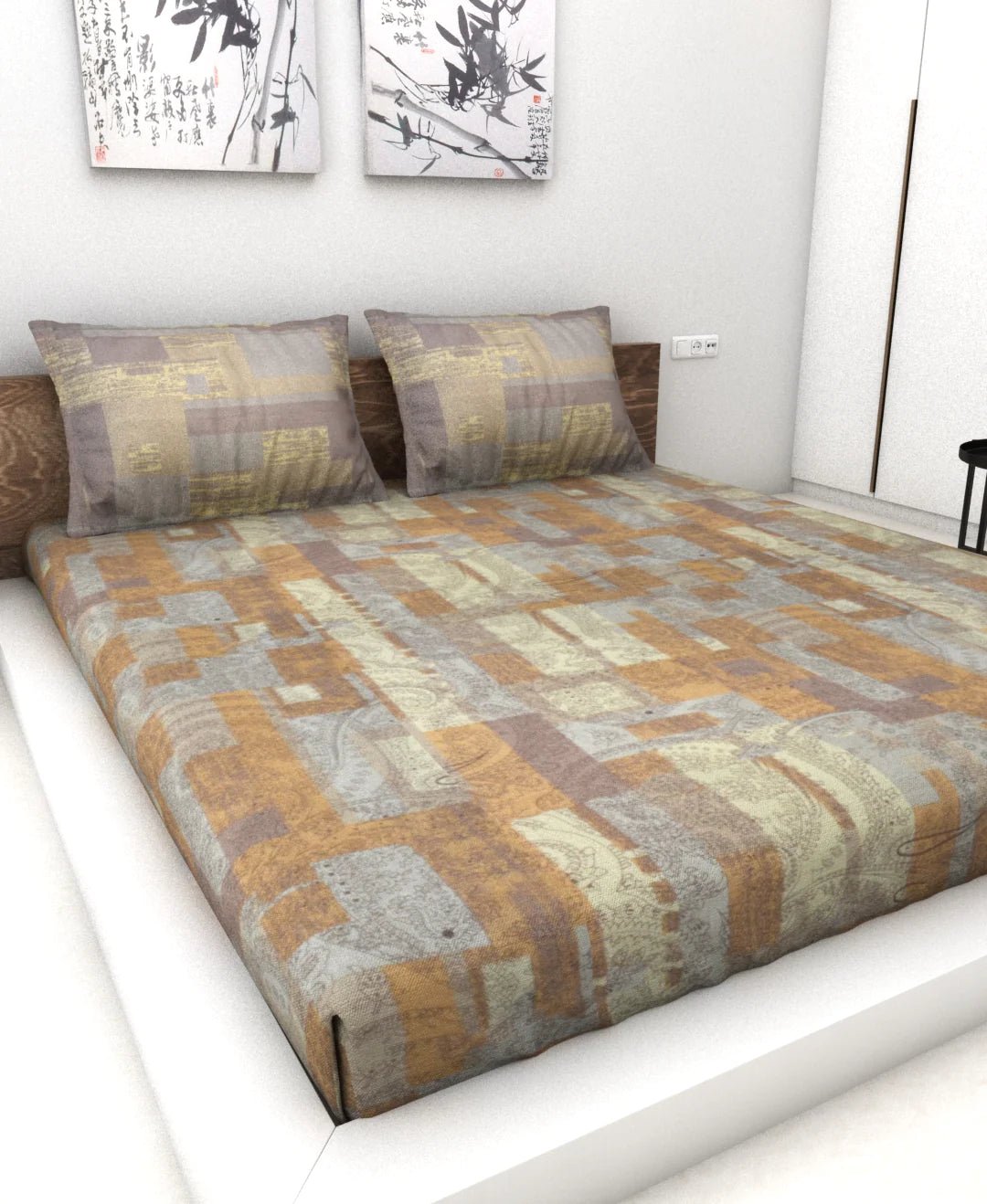 Athom Living Essential Collection Cotton Double Bedsheet Sheet 140 TC 223x248 Cm - Athom Living