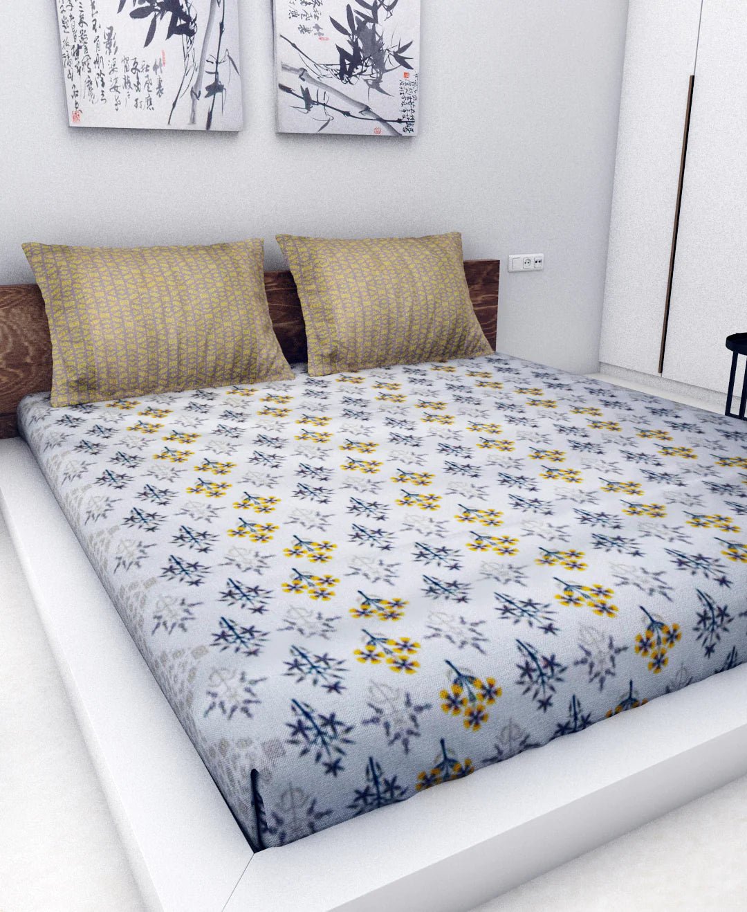 Athom Living Essential Collection Cotton Double Bedsheet Sheet 140 TC 223x248 Cm - Athom Living