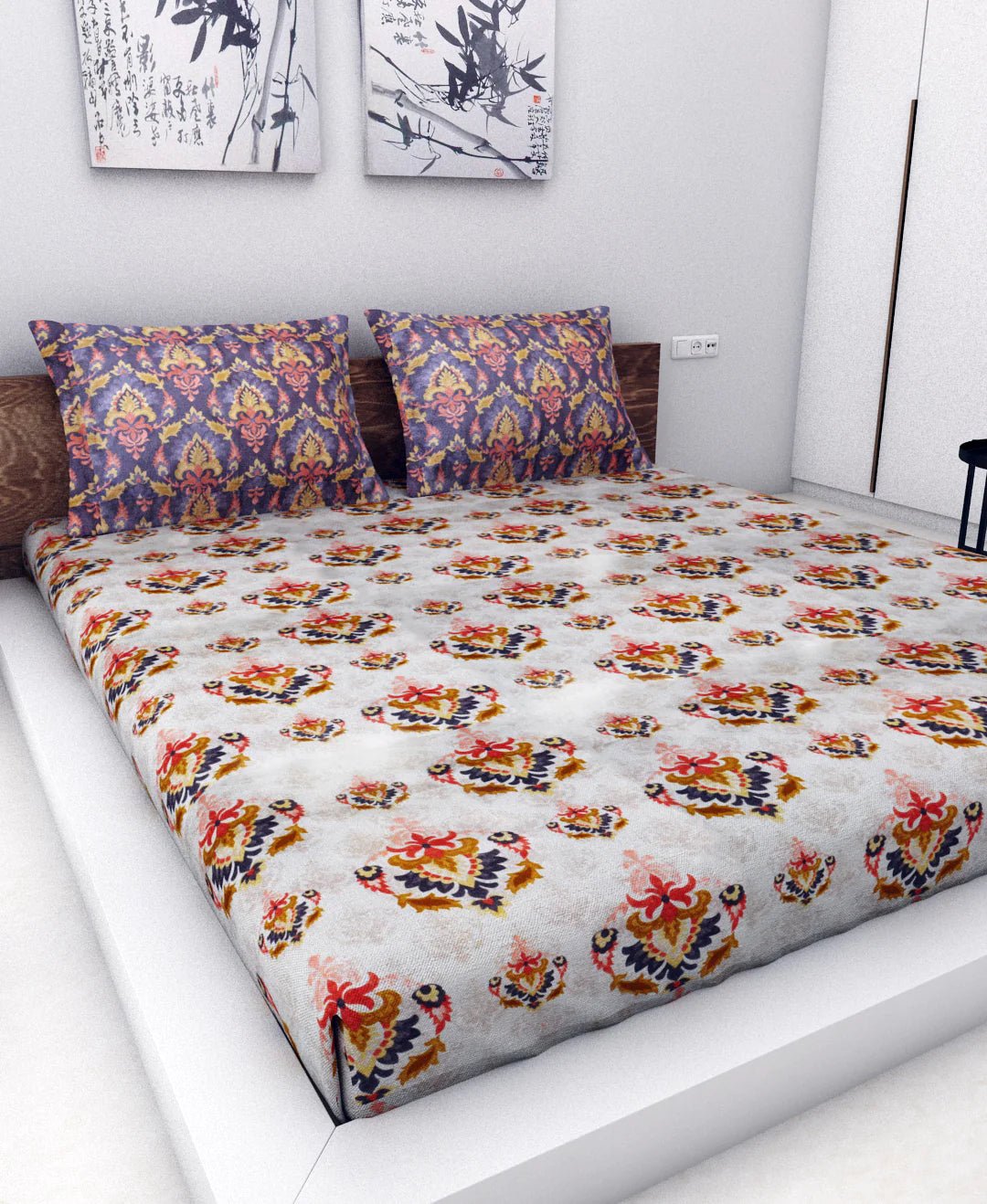 Athom Living Essential Collection Cotton Double Bedsheet Sheet 140 TC 223x248 Cm - Athom Living
