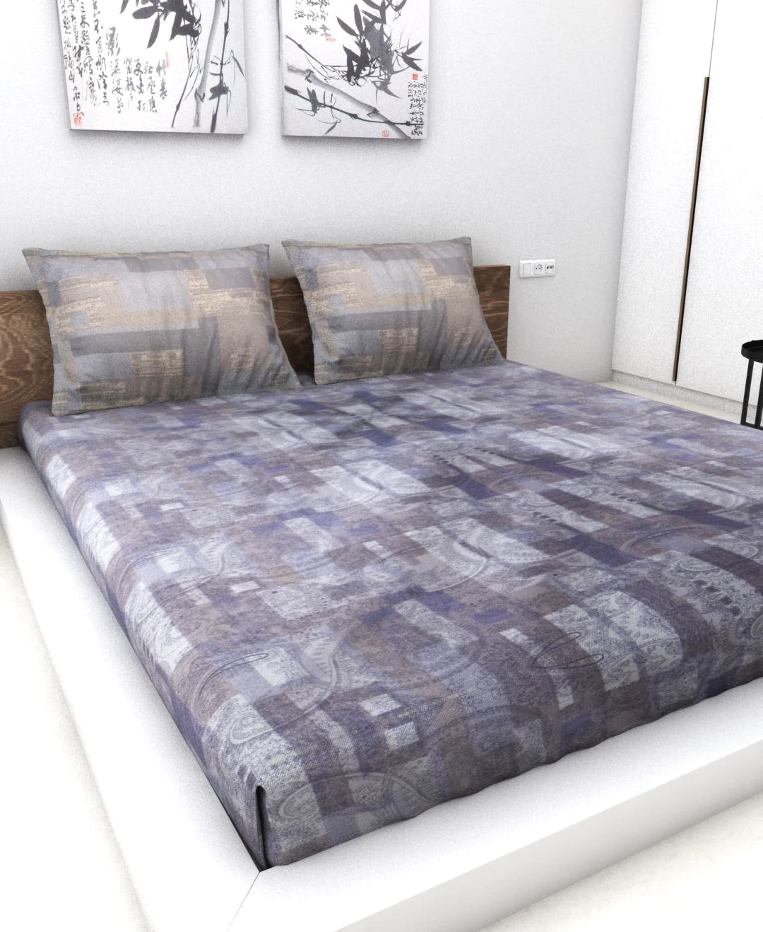 Athom Living Essential Collection Cotton Double Bedsheet Sheet 140 TC 223x248 Cm - Athom Living