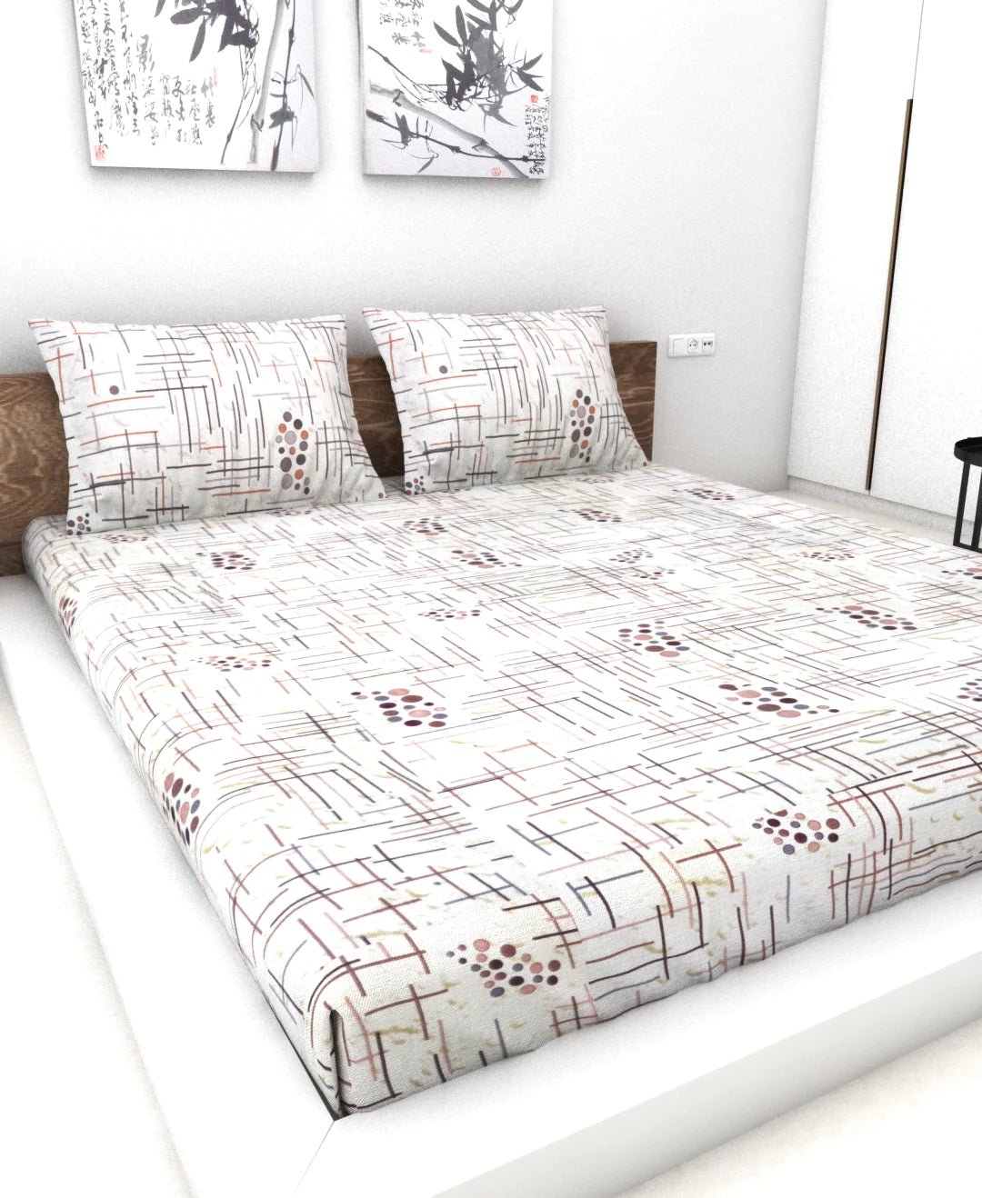 Athom Living Essential Collection Cotton Double Bedsheet Sheet 140 TC 223x248cm - Athom Living