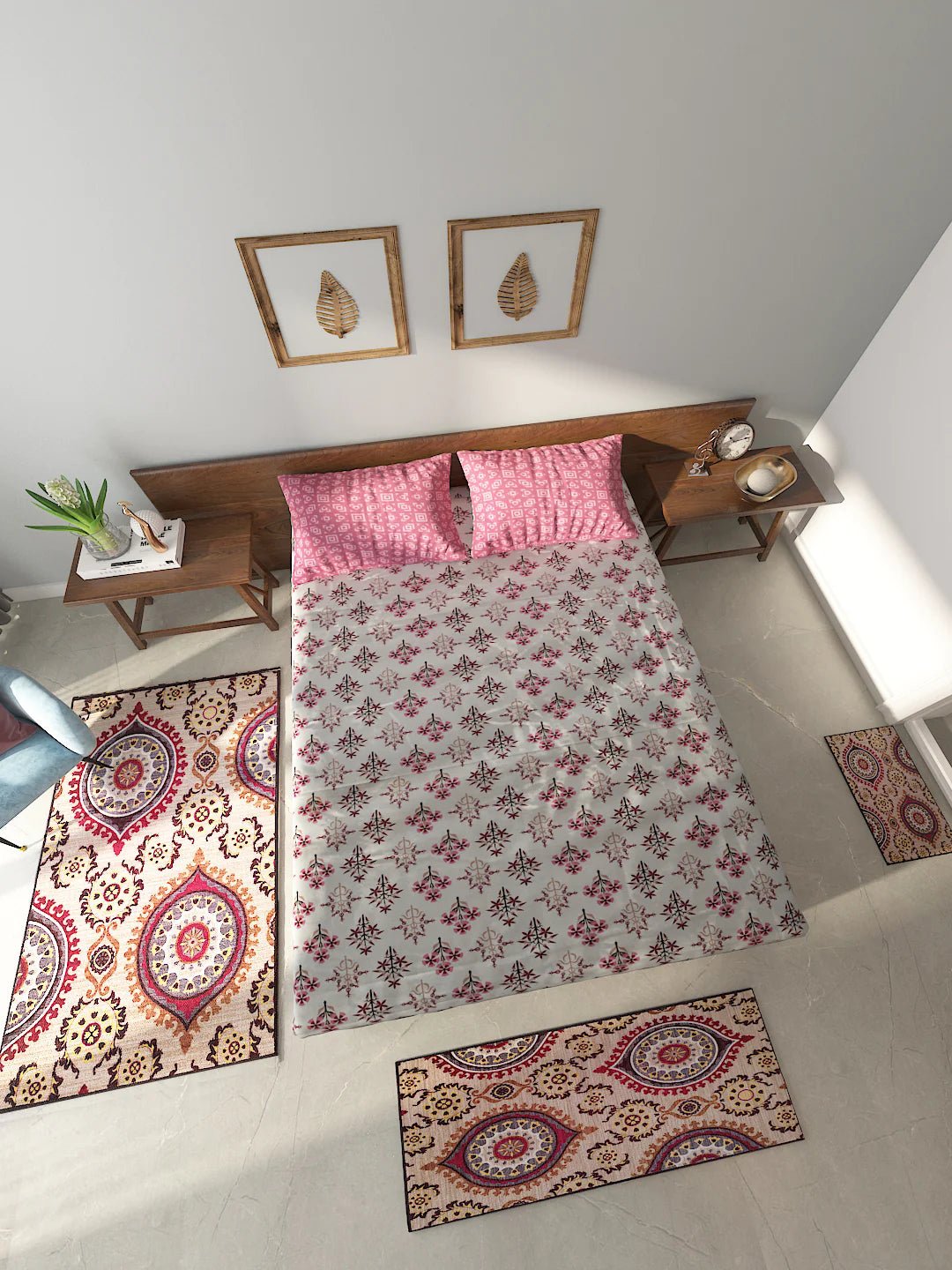 Athom Living Essential Double Bedsheet Sheet With Carpet Combo - Athom Living