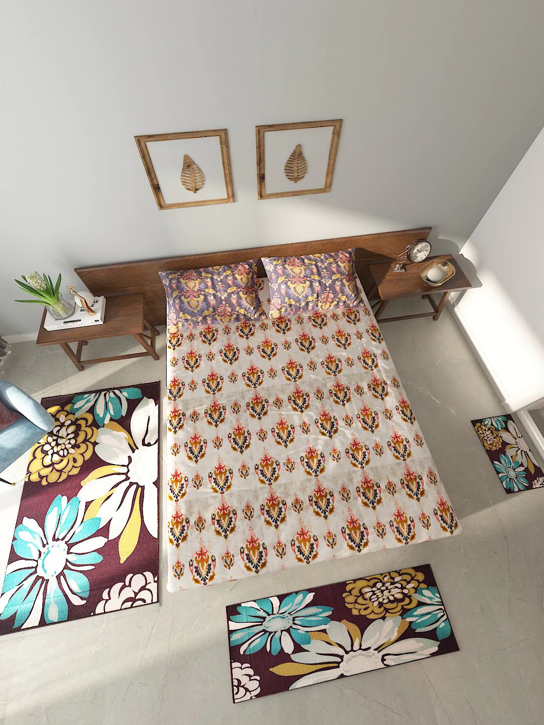 Athom Living Essential Double Bedsheet Sheet With Carpet Combo - Athom Living