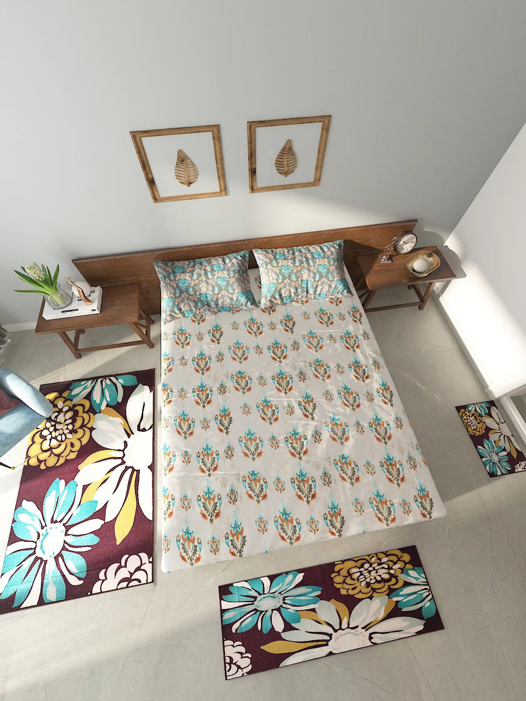 Athom Living Essential Double Bedsheet Sheet With Carpet Combo - Athom Living