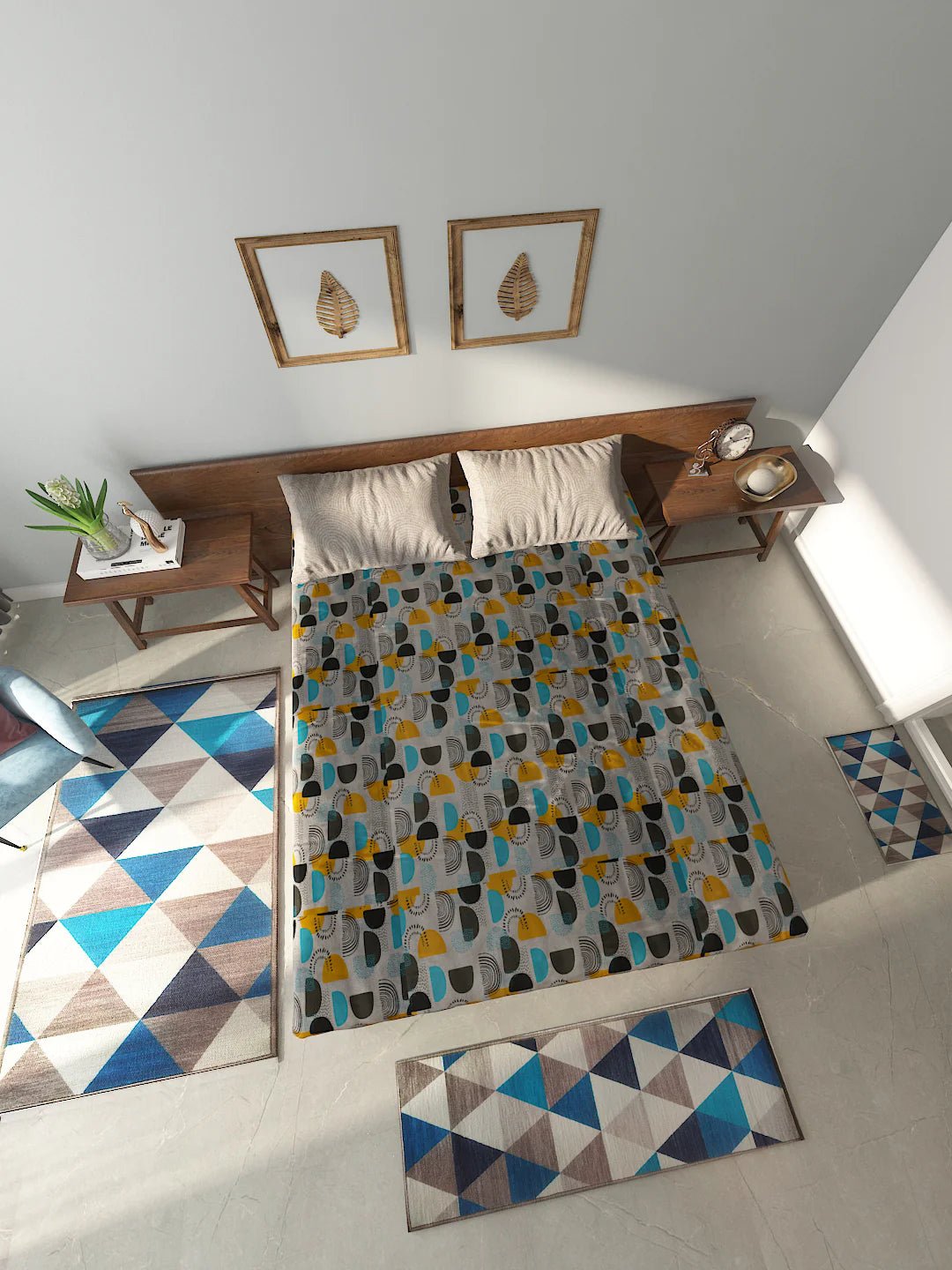 Athom Living Essential Double Bedsheet Sheet With Carpet Combo - Athom Living